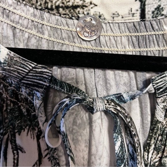 Margaret O’Leary Ivory Black Botanical Tropical Toile Print Midi Dress Size M - Picture 2 of 12